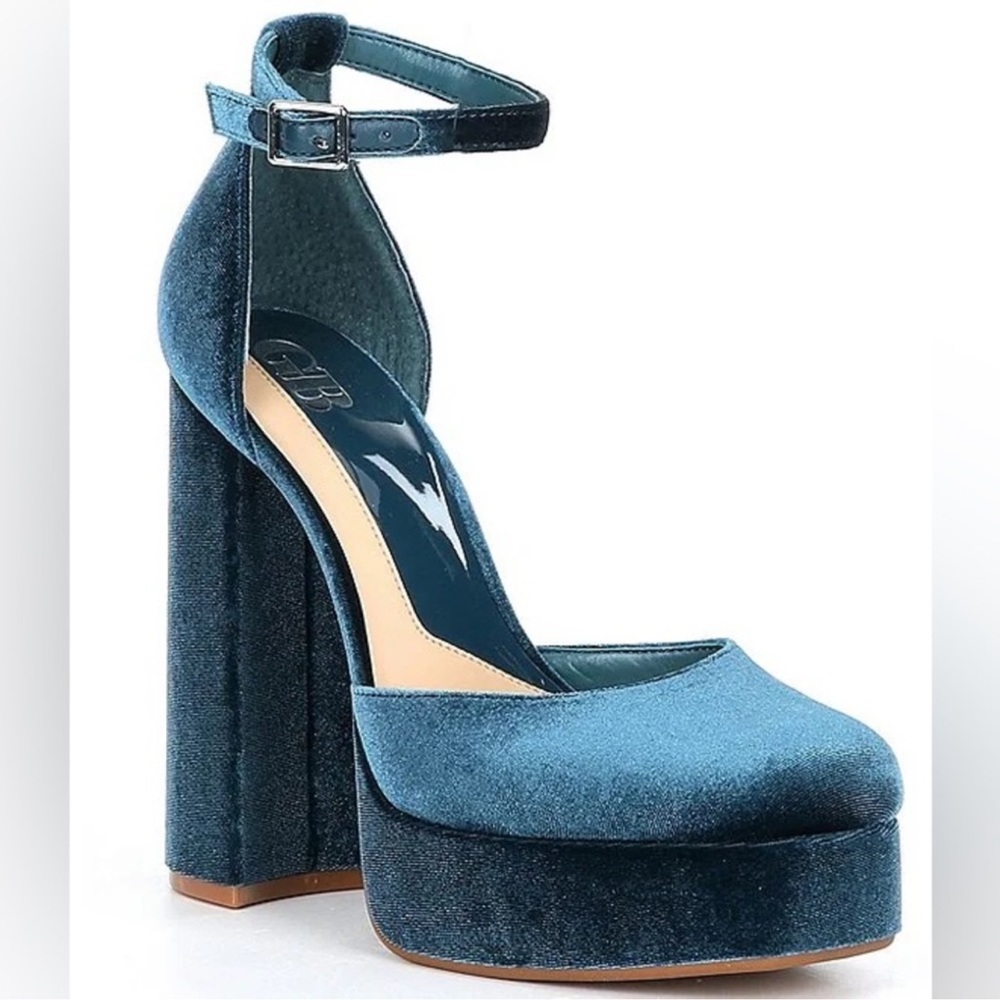 Gianni Bini Blue Velvet Platform Heels
